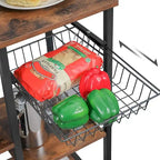 Étagère de cuisine pour four à micro-ondes avec panier en fil et 6 crochets en S - 35,4L x 15,7W x 52H