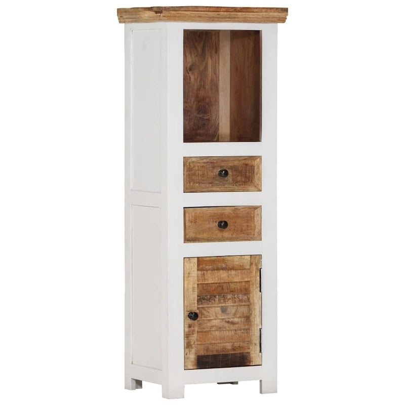 vidaXL Meuble haut marron et blanc 40x30x110 cm Manguier massif et acacia - 40 x 30 x 110
