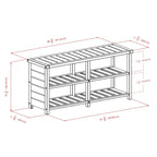 Banc Keystone, meuble à chaussures 2 niveaux, teck - 38,43 x 11,81 x 18,27 pouces