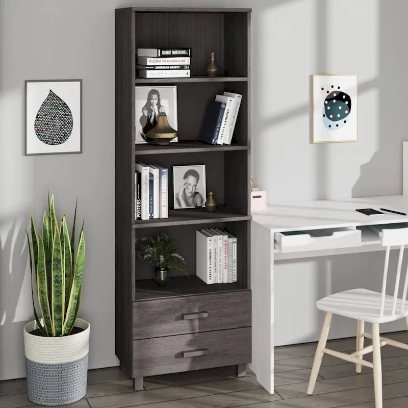 vidaXL Bibliothèque Armoire d'entrée avec rangement HAMAR Bois de pin massif - 60x35x180 cm