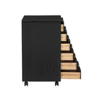 Meuble de rangement roulant noir large à 6 tiroirs 25,25