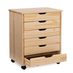 25.25 Armoire de rangement à roulettes marron naturel avec 6 tiroirs