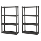 Sterilite Plastic Indoor Outdoor 4 Shelf Durable Shelving Unit, Gray, 2 Pack - 2-Pack