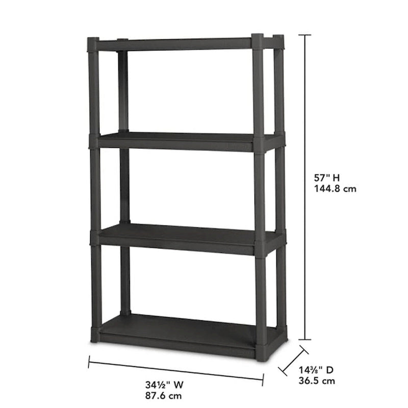 Étagère durable 4 niveaux Sterilite en plastique, intérieur/extérieur, gris, paquet de 2 – Lot de 2