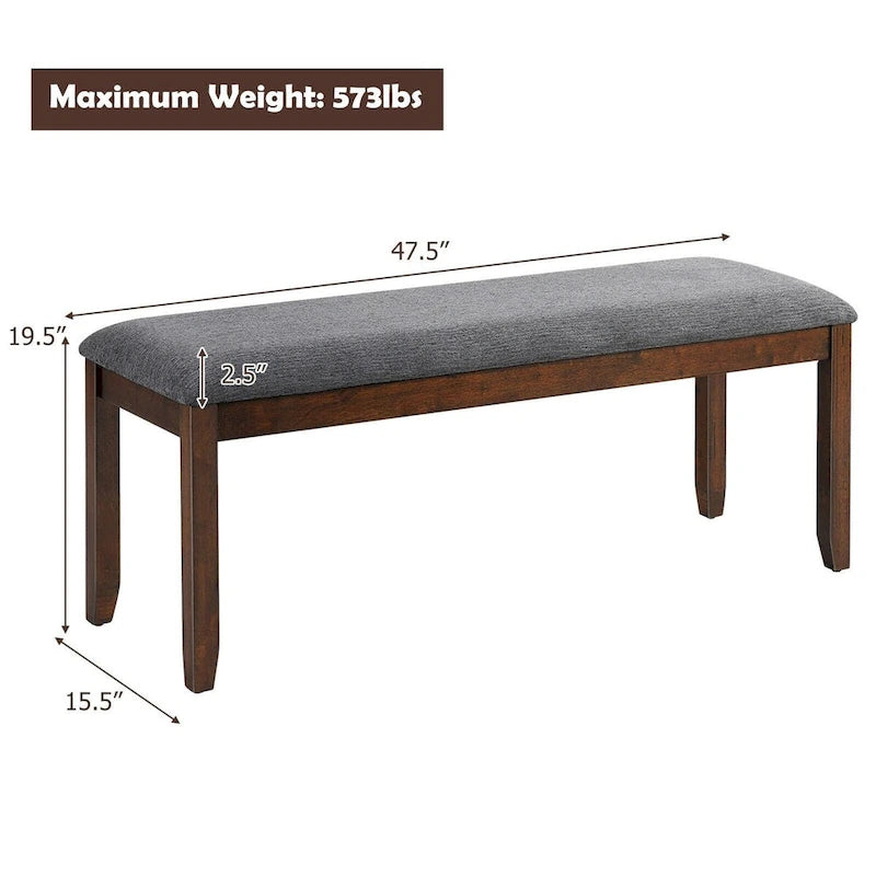 Banc / Repose-pieds d'entrée rembourré avec pieds en bois - 47,5 x 15,5 x 19,5 (L x l x H)