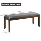 Banc / Repose-pieds d'entrée rembourré avec pieds en bois - 47,5 x 15,5 x 19,5 (L x l x H)