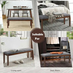 Banc / Repose-pieds d'entrée rembourré avec pieds en bois - 47,5 x 15,5 x 19,5 (L x l x H)
