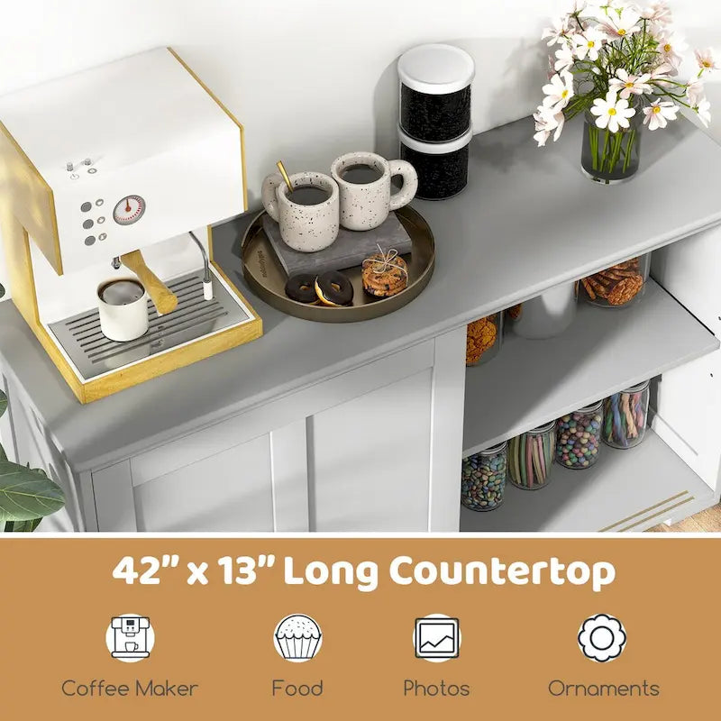 Meuble de rangement de cuisine empilable antique avec étagère réglable en hauteur - 42 x 13 x 23,5 (L x l x H)
