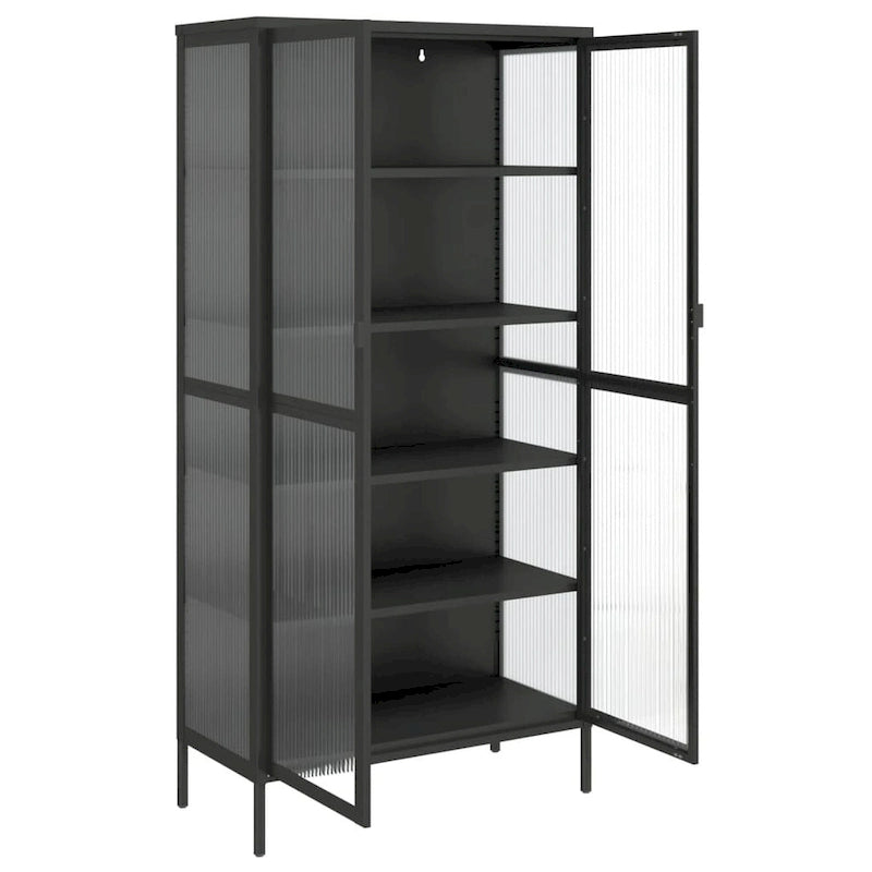 vidaXL Vaisselier haut noir 33,5x15,7x70,9 cm en verre et acier