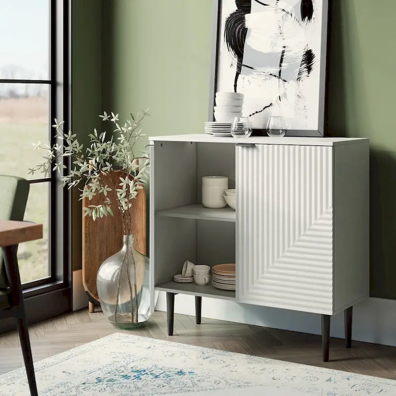 Meuble de rangement Joseph moderne du milieu du siècle avec pieds fuselés et étagères réglables de HULALA HOME
