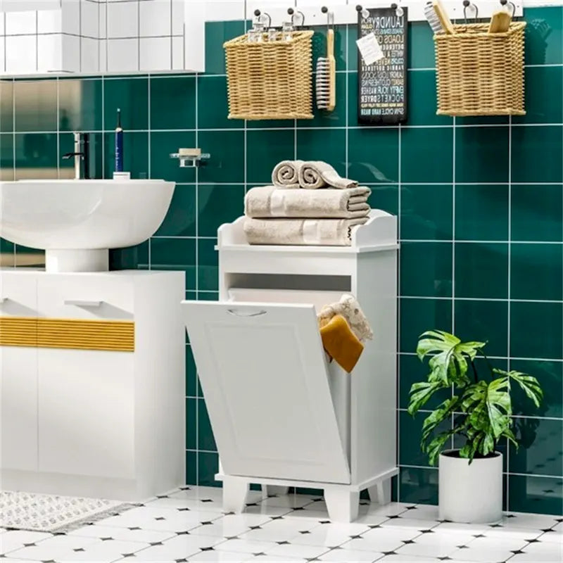 Meuble de rangement de salle de bain blanc autoportant