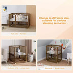 Lit convertible JOYMOR 8 en 1, incluant 2 matelas, se transforme en berceau, lit bébé intermédiaire, lit bébé pleine grandeur, lit de repos, lit d'enfant et parc.