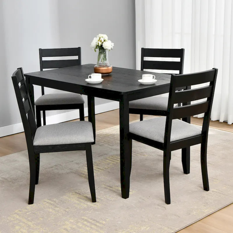 Lot de 4 chaises de salle à manger en bois à dossier à lattes
