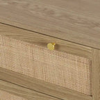 Commode 3 tiroirs en rotin, meuble de rangement bohème moderne avec grand espace de rangement pour chambre à coucher