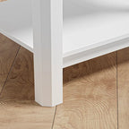 Table de chevet moderne de 71 cm de haut avec 2 tiroirs, en bois et rotin, avec étagère de rangement pour chambre à coucher, couleur blanche