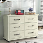 Commode spacieuse et élégante à 6 tiroirs, largeur extra de 52 po