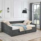 Lit de repos Queen Size avec tiroirs, canapé-lit capitonné