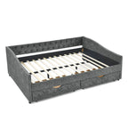 Lit de repos Queen Size avec tiroirs, canapé-lit capitonné