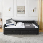 Lit de repos Queen Size avec tiroirs, canapé-lit capitonné