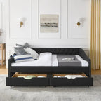 Lit de repos Queen Size avec tiroirs, canapé-lit capitonné