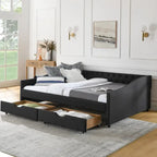 Lit de repos Queen Size avec tiroirs, canapé-lit capitonné