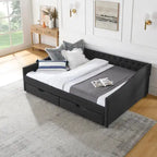Lit de repos Queen Size avec tiroirs, canapé-lit capitonné