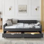 Lit de repos Queen Size avec tiroirs, canapé-lit capitonné