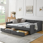 Lit de repos Queen Size avec tiroirs, canapé-lit capitonné
