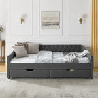 Lit de repos Queen Size avec tiroirs, canapé-lit capitonné