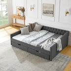 Lit de repos Queen Size avec tiroirs, canapé-lit capitonné