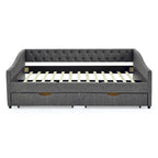 Lit de repos Queen Size avec tiroirs, canapé-lit capitonné