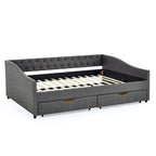 Lit de repos Queen Size avec tiroirs, canapé-lit capitonné