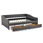 Lit de repos Queen Size avec tiroirs, canapé-lit capitonné