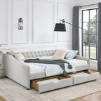Lit de repos Queen Size avec tiroirs, canapé-lit capitonné