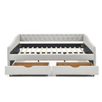 Lit de repos Queen Size avec tiroirs, canapé-lit capitonné