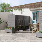 MAYEERTY Jardinière avec treillis Gris fer Style classique à persiennes 183x89x41cm Ensemble de 3 pièces