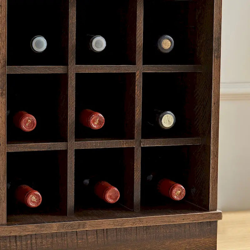 Meuble bar à café de ferme avec casier à vin et porte de grange