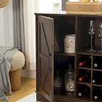 Meuble bar à café de ferme avec casier à vin et porte de grange