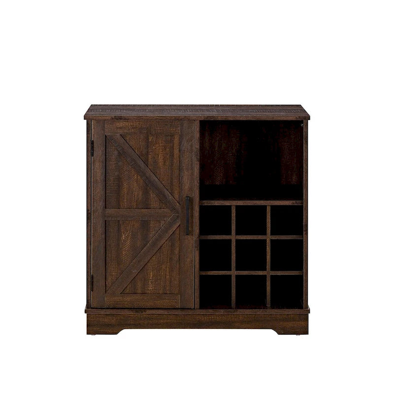 Meuble bar à café de ferme avec casier à vin et porte de grange