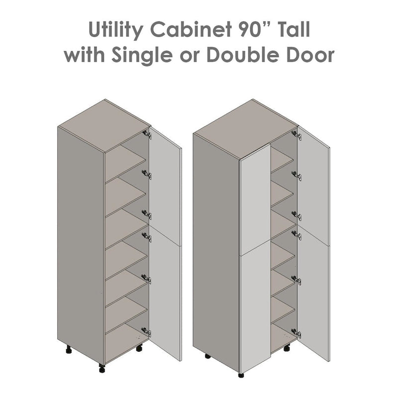 Meuble utilitaire 24 x 90 à quatre portes – Gris – 24 x 90 x 23 3/8