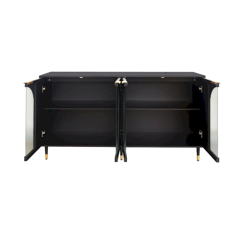 Meuble d'appoint – Buffet noir en bois avec espace de rangement – N/A