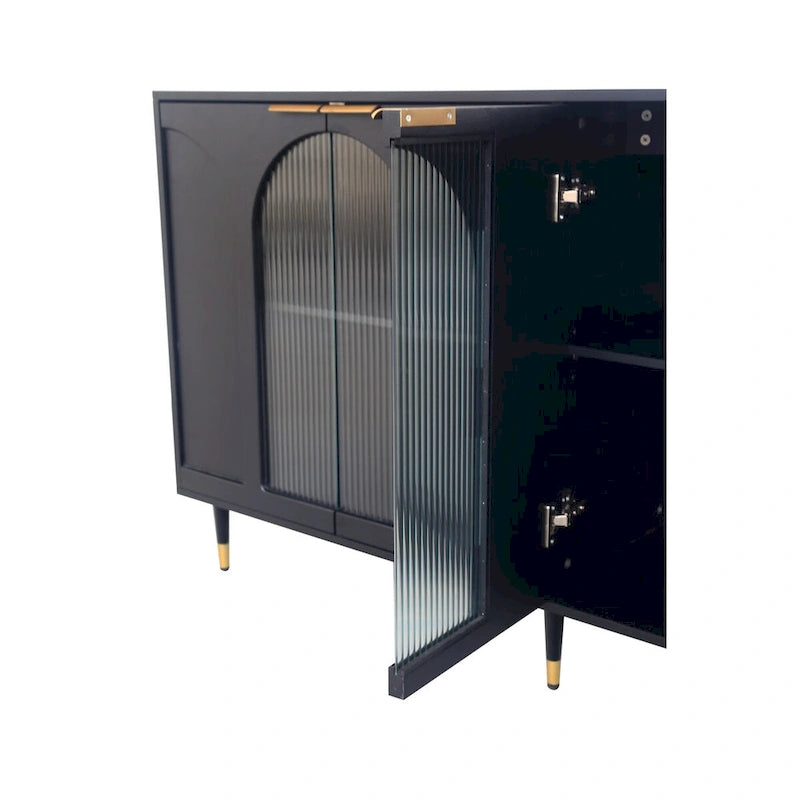 Meuble d'appoint – Buffet noir en bois avec espace de rangement – N/A