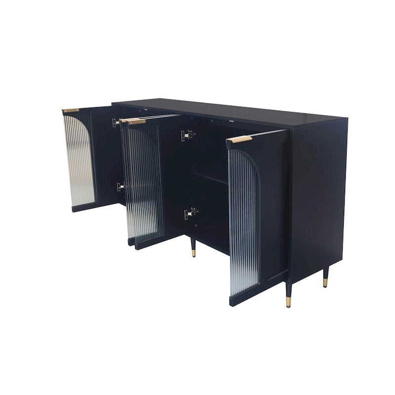 Meuble d'appoint – Buffet noir en bois avec espace de rangement – N/A