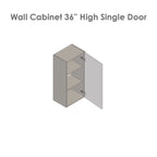 Meuble haut 9 x 36 - Porte simple - Gris - 9 x 36 x 12