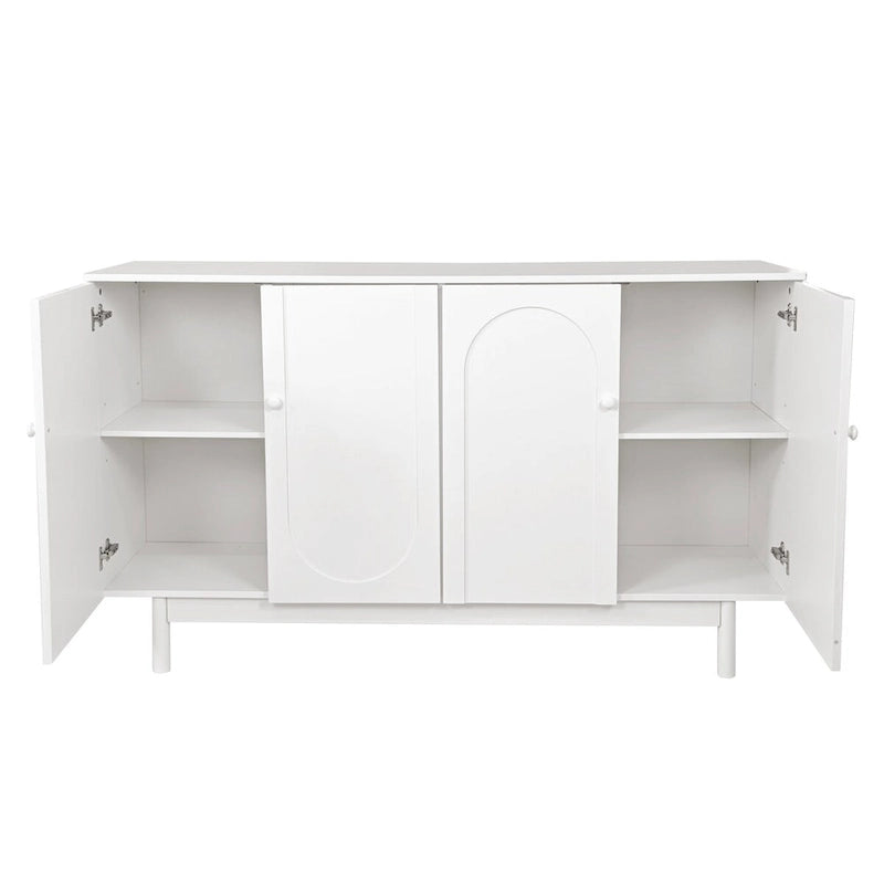 Meuble de rangement à 4 portes intaglio, élégant et fonctionnel, avec pieds en pin