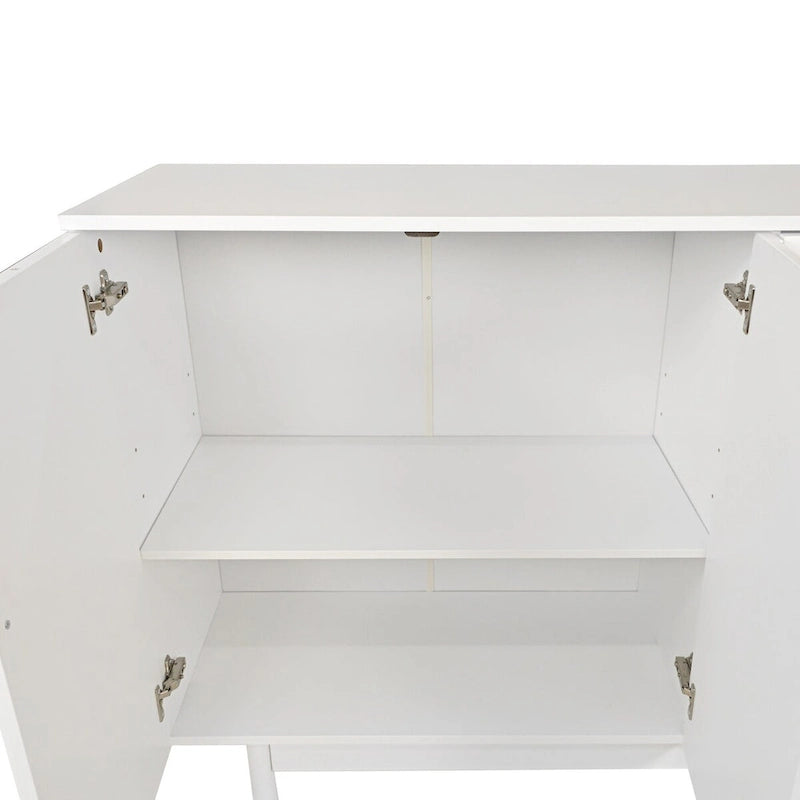 Meuble de rangement à 4 portes intaglio, élégant et fonctionnel, avec pieds en pin