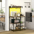 Industrial Baker's Rack with Power Outlet and LED Lights, Storage