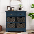 Armoire de rangement rustique avec deux tiroirs et quatre paniers classiques en rotin - 71,1 cm (L) x 30 cm (l) x 71,1 cm (H)
