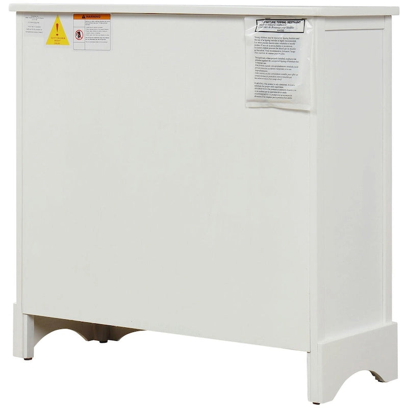 Armoire de rangement rustique avec deux tiroirs et quatre paniers classiques en rotin - 71,1 cm (L) x 30 cm (l) x 71,1 cm (H)