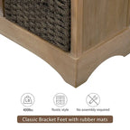 Armoire de rangement rustique avec deux tiroirs et quatre paniers classiques en rotin - 71,1 cm (L) x 30 cm (l) x 71,1 cm (H)